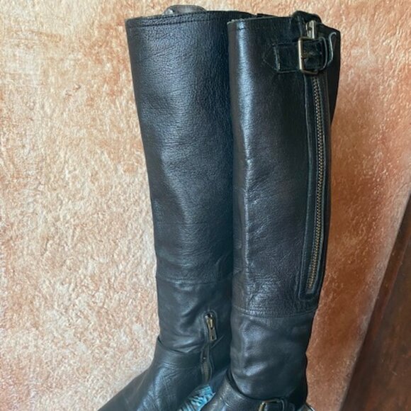 Anthropologie tall women's black leather riding style boots EUC, 9M - Picture 8 of 14